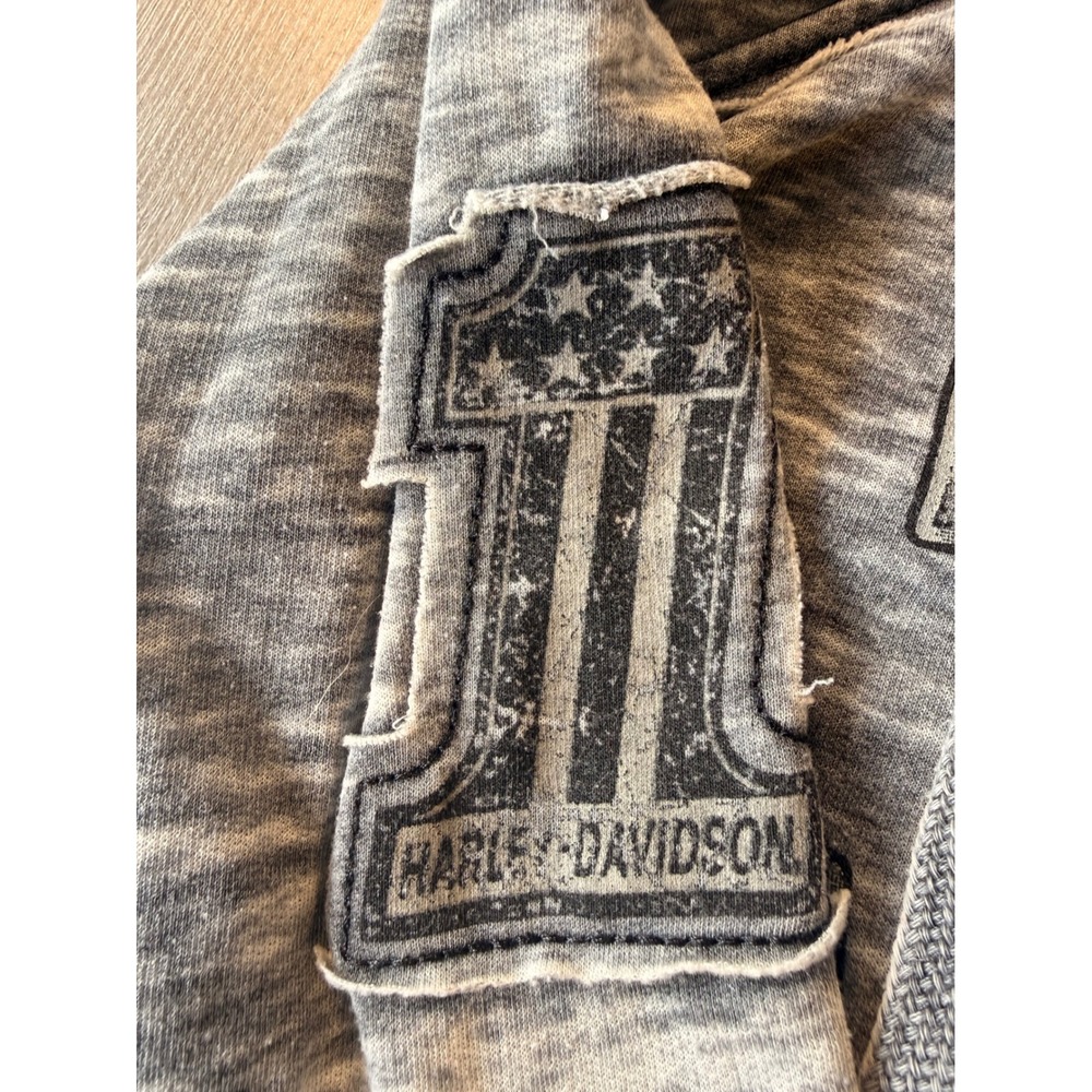 Harley Davidson Womens XL Gray Burnout Full Zip Eagle Graphic Hoodie Sweatshirt - Picture 10 of 14